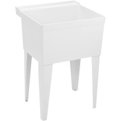FIAT™ FL1 Laundry Tub With Leg, Molded Stone, 23 in Length, 22 in Width, White