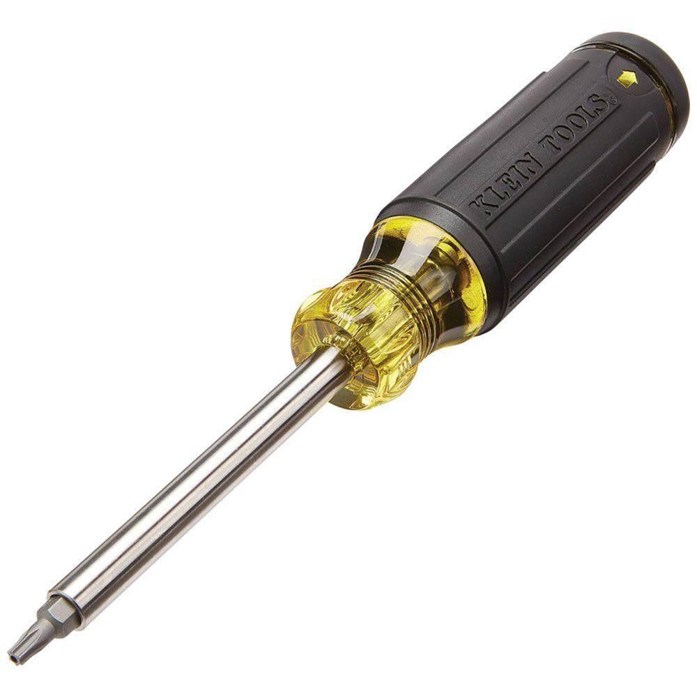 KLEIN TOOLS® 32307 27-In-1 Multi-Bit Tamperproof Screwdriver, 8.49 in OAL, Cushion Handle, 1/4 in Drive