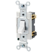 Leviton® CSB2-20W Toggle Switch, 120/277 V Control, 2 Poles, 20 A Switching Current, Wire Electrical Connection, White