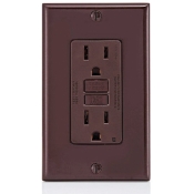 Leviton® GFNT1 Non-Tamper-Resistant Slim GFCI Outlet With LED Indicator Light, 15 A, 125 V, NEMA 5-15R NEMA Rating