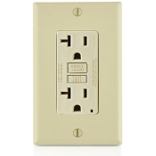 Leviton® GFNT2-1 Non-Tamper-Resistant Slim GFCI Outlet With LED Indicator Light, 20 A, 125 V, NEMA 5-20R NEMA Rating