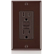 Leviton® GFTR1 Tamper-Resistant Slim GFCI Outlet With LED Indicator Light, 15 A, 125 V, NEMA 5-15R NEMA Rating, Brown