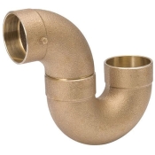 MUELLER INDUSTRIES A15652 P-Trap, P-Trap, 2 in Inlet Connection, Cup (Female Solder) Inlet Connection, Brass