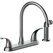 Matco-Norca™ LV-260C Kitchen Faucet, 2 Handles, 4 Holes, 1.5 gpm Flow Rate, Chrome, 8-3/8 in Spout Reach