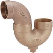 Matco-Norca™ PTRAP08W P-Trap With Cleanout, 3/4 in Plug, P-Trap, 2 in Inlet Connection, C Inlet Connection, Brass