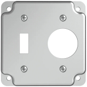 RACO® 805C Exposed Work Square Box Cover, Steel, 6.5 cu-in Capacity, 4 in Height, 4 in Width, Cover Function Type