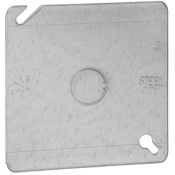 Steel City® 52C6 Square Box Cover, Steel, 1 Knockouts, 4 in Height, 4 in Width, Silver, 1/2 in Knockout, Galvanized