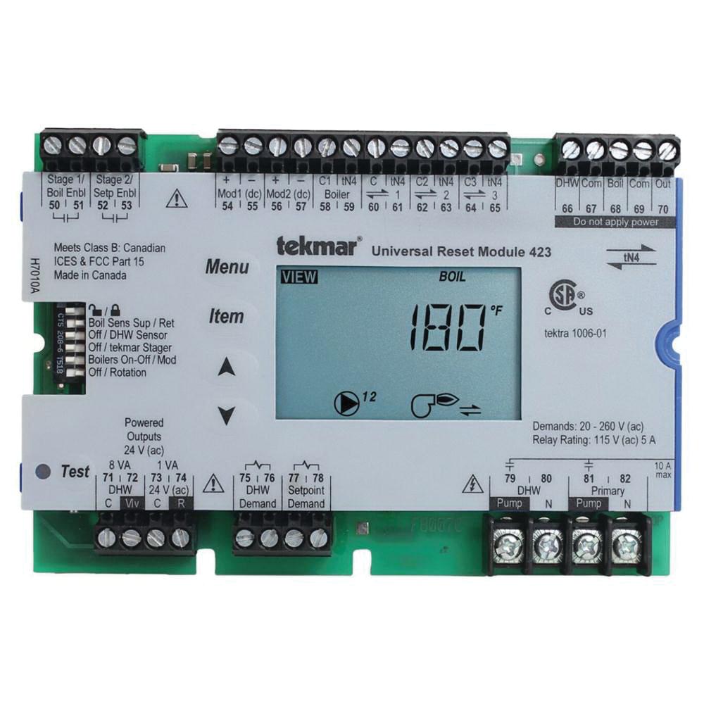 Tekmar® 423 Universal Reset Module, NTC Thermistor Sensor, User Interface: 5 A, 96 -Zone