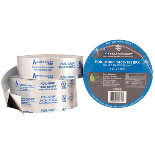 CARLISLE® Foil-Grip 309781 Duct Tape, 17 mil Thick, 2 in W, 100 ft L, Silver, Butyl Adhesive, Aluminum Backing