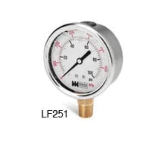 WEISS INSTRUMENTS LF251-030-4L Pressure Gauge, 2-1/2 in Dial, 0 to 30 psi, 1/4 in