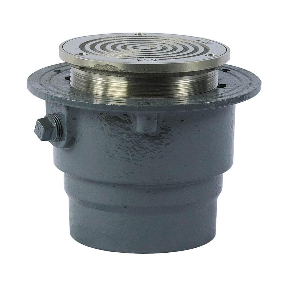 WATTS CO-204P-R 4" Adjustable Push Floor Cleanout W/5" Round Nickel Bronze
