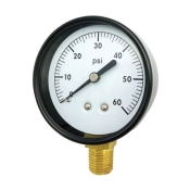 Wal-Rich 1712506 Pressure Gauge, 0 to 60 psi, Bourdon Tube, 2-1/2 in Dial, 1/4 in, NPT, Brass, Lower