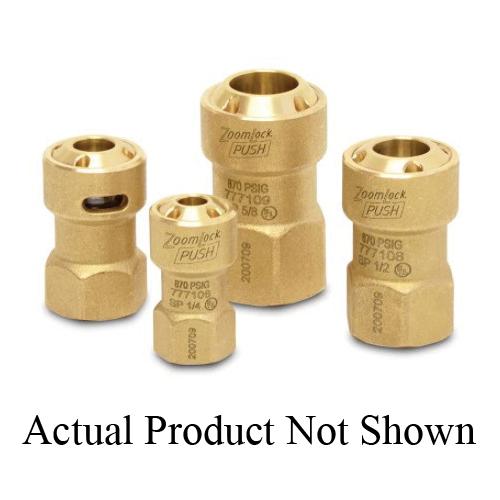 ZoomLock® 777106 Coupling, Push x SAE Flared, 1/4 in, Brass