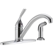 DELTA® 400-DST Kitchen Faucet With Side Sprayer, Deck Installation / Mounting, 1 Handles, 4 Holes, 1.8 gpm Flow Rate