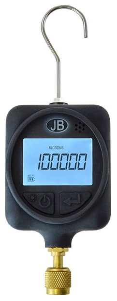 JB Industries DV-22N Dv Series Digital Vacuum Gauge, 100,000-10 Microns, 14 Female Sae Flare Connection, Â± 10 Microns, 1 Micron Resolution, A2L Compatible, Handheld, Direct Mount, Hanger Mount, Lcd