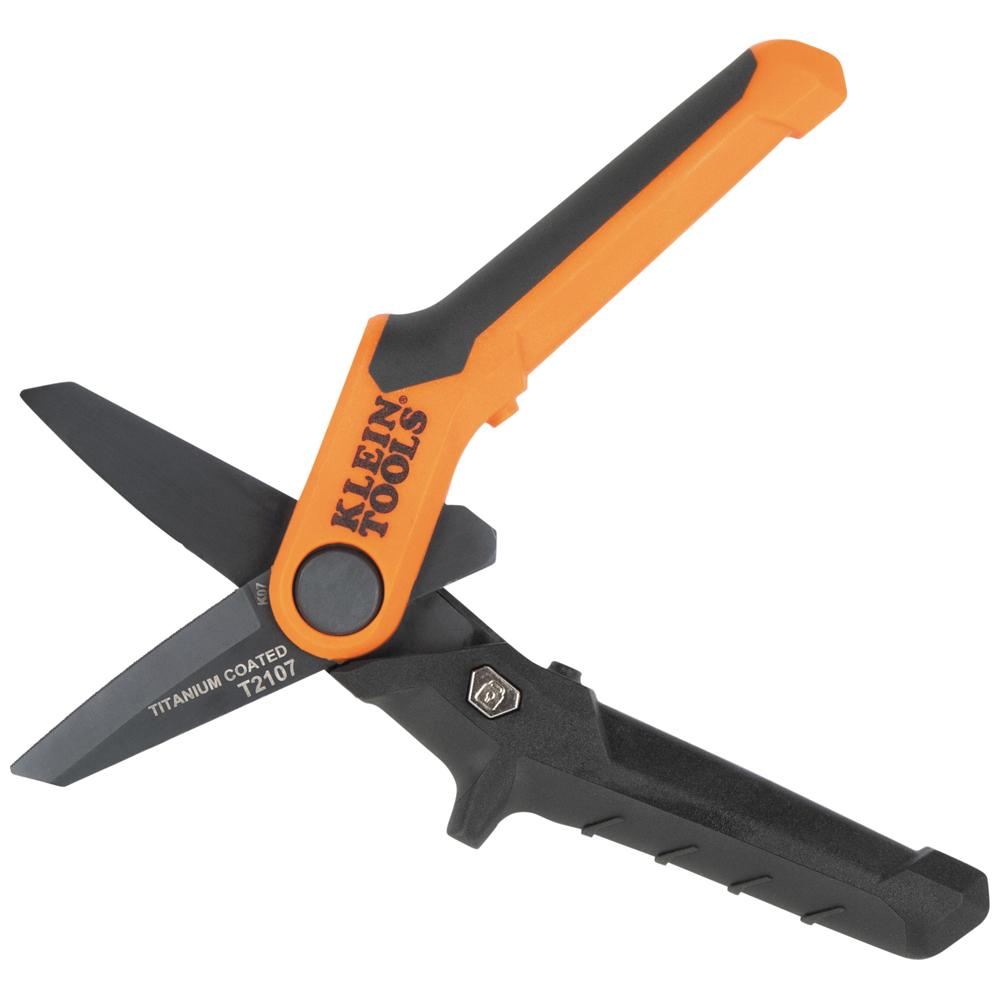 KLEIN TOOLS® T2107 Utility Shear, 7-1/2 in OAL, 2 in L Cut, Stainless Steel Blade, Ambidextrous Handle
