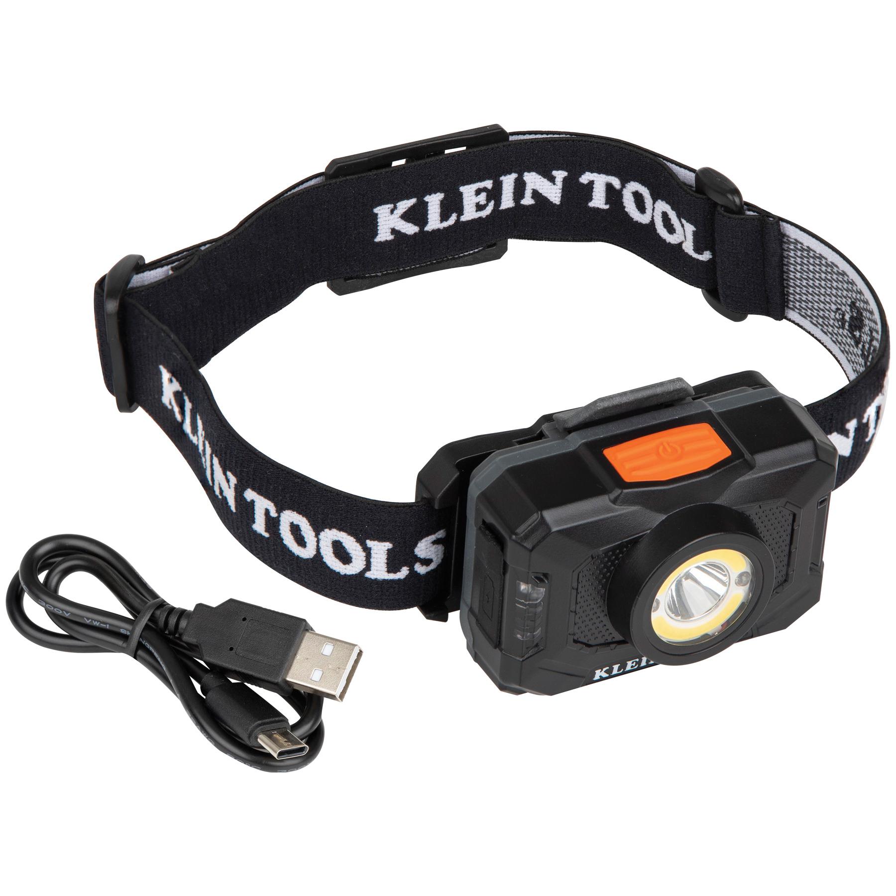 KLEIN TOOLS® 56414 Rechargeable Headlamp With Adjustable Strap, LED Lamp, 800 Lumens Lumens, 160 hr Battery Life