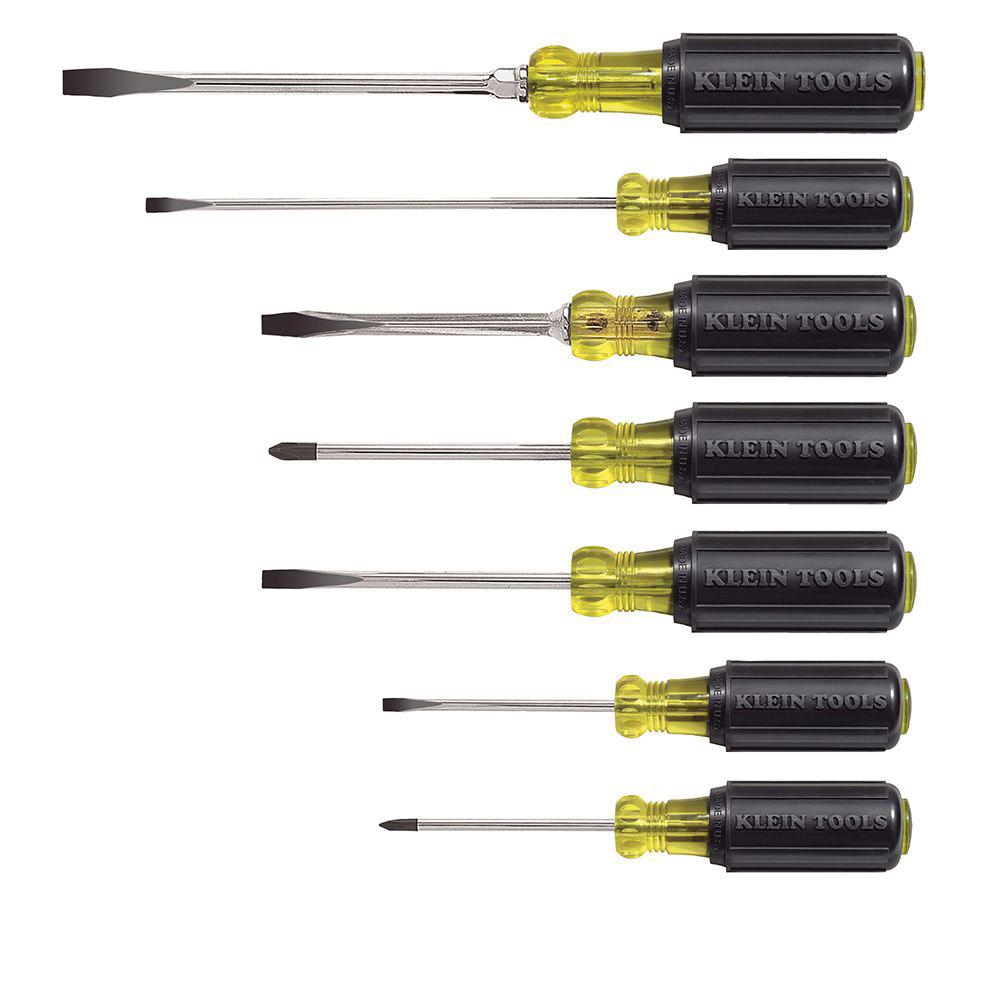 KLEIN TOOLS® 85076 Screwdriver Set, Cabinet, Keystone, Phillips® Point, #1, #2, 1/4 in, 1/8 in, 5/16 in Point