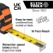 KLEIN TOOLS® 9125 Single-Hook Tape Measure, SAE System of Measurement, Plastic/Steel, 3.43 in Length, 2.35 in Width