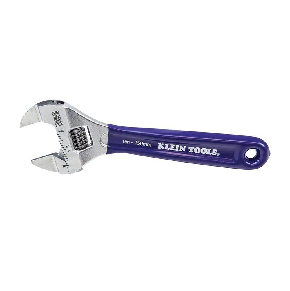 KLEIN TOOLS® D86934 Adjustable Wrench, 6.406 in OAL, 1 in Jaw, Soft Grip, Steel Jaw