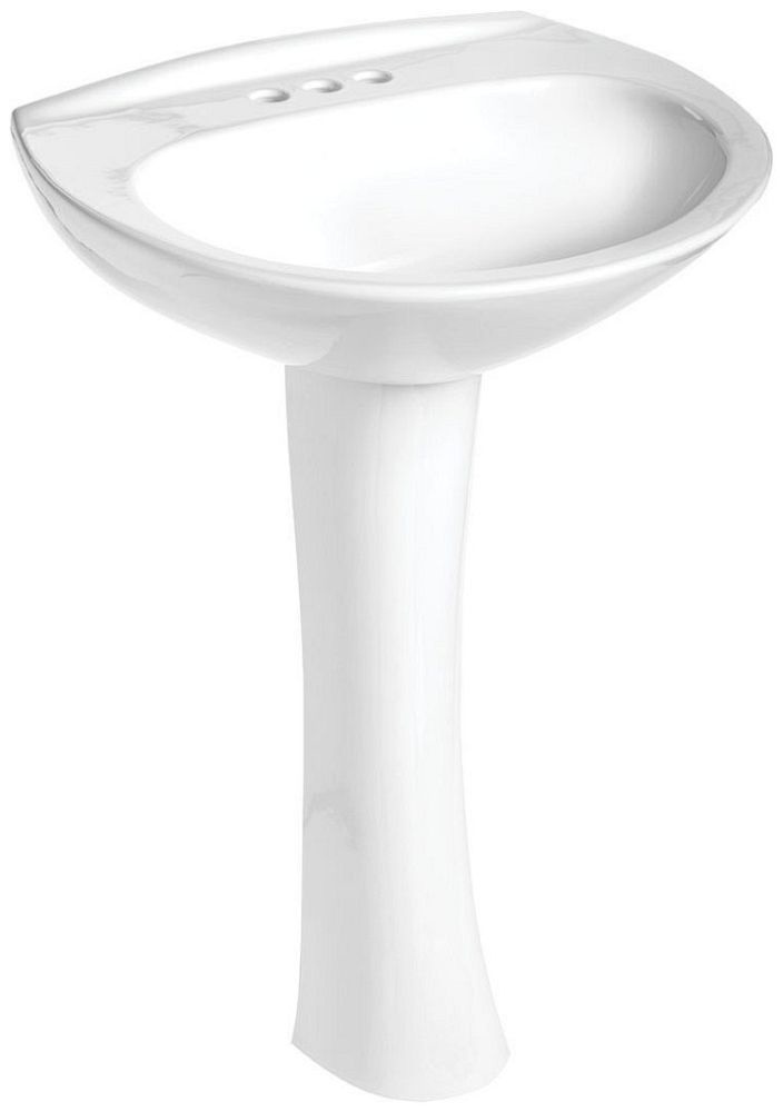 Mansfield® 290410070 Pedestal Bathroom Sink, 25 in Height, 19 in Width, Vitreous China, 20-1/2 in Bowl Length, White