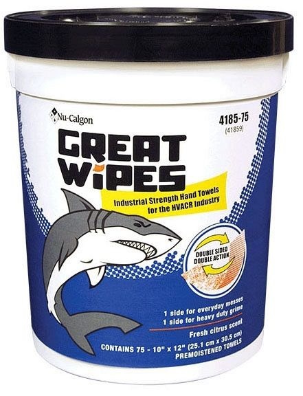 Nu-Calgon 4185-75 Great Wipes Cleaning Wipes - Citrus Scent, 75/ Pk