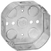 Steel City® 541511/2 Octagon Box, Steel, 1 Outlets, 15.8 cu-in Capacity, 4 in Height, 4 in Width, 1-1/2 in Depth, Silver