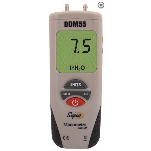 Supco® DDM55 Dual Input Manometer, +/-2 psi Measuring Range, +/-0.3% FS Accuracy, 32 to 122 deg F