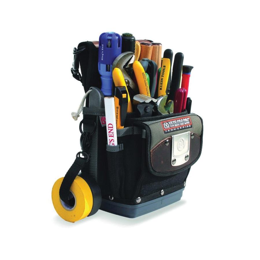 VETO PRO PAC® TP4B Tool Pouch with Hard Bottom, 5-1/2 in W, 11-1/2 in H, 20 -Pocket, Fabric/Polyester/Leather