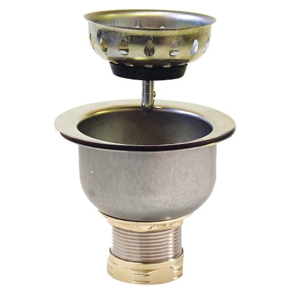 WOLVERINE BRASS® Posi-Lock 52810 Deep Dish Sink Strainer, 1-1/2 in Nominal, NPS, Stainless Steel, Stainless, Polished